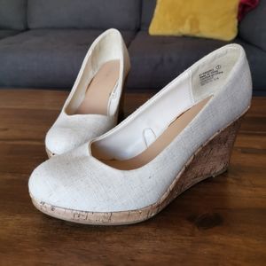 George cream coloured corked wedges